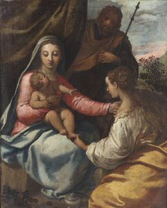 DETTO SCARSELLINO IPPOLITO SCARSELLA (1551 - 1620) - Sacra Famiglia con Maria Maddalena