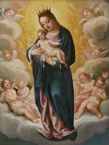 ROTTENHAMMER HANS (1564 - 1625) - Madonna con Bambino e angeli
