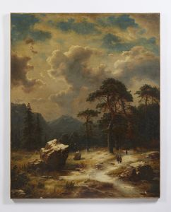 SCHEINS LUDWIG (1808 - 1879) : Paesaggio montano con personaggi  - Asta Asta 460 | ARTE ANTICA E DEL XIX SECOLO - Da una dimora veneta e altre committenze Tradizionale - Associazione Nazionale - Case d'Asta italiane