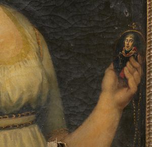 ARTISTA NAPOLETANO DEL XIX SECOLO : Ritratto di donna con miniatura  - Asta Asta 460 | ARTE ANTICA E DEL XIX SECOLO - Da una dimora veneta e altre committenze Tradizionale - Associazione Nazionale - Case d'Asta italiane