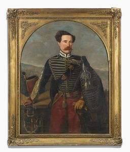 DE CRESCENZO (XIX SECOLO) LUIGI : Ritratto di Giuseppe Palmieri, marchese di Monferrato e di San Secondo, capitano della Compagnia Ussari della Guardia Reale del Regno di Napoli  - Asta Asta 460 | ARTE ANTICA E DEL XIX SECOLO - Da una dimora veneta e altre committenze Tradizionale - Associazione Nazionale - Case d'Asta italiane