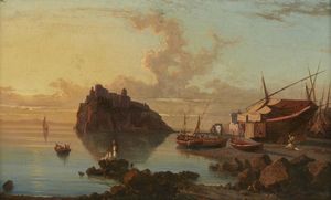 LA VOLPE ALESSANDRO (1819 - 1887) - Veduta del Castello Aragonese a Ischia