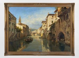 BRANDT FRITZ (1853 - 1905) : Ponte Navi a Verona  - Asta Asta 460 | ARTE ANTICA E DEL XIX SECOLO - Da una dimora veneta e altre committenze Tradizionale - Associazione Nazionale - Case d'Asta italiane