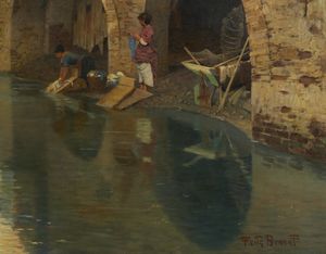 BRANDT FRITZ (1853 - 1905) : Ponte Navi a Verona  - Asta Asta 460 | ARTE ANTICA E DEL XIX SECOLO - Da una dimora veneta e altre committenze Tradizionale - Associazione Nazionale - Case d'Asta italiane