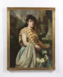 GABRINI PIETRO (1856 - 1926) : Ritratto femminile  - Asta Asta 460 | ARTE ANTICA E DEL XIX SECOLO - Da una dimora veneta e altre committenze Tradizionale - Associazione Nazionale - Case d'Asta italiane