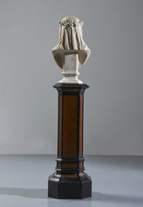 ZANNONI UGO (1836 - 1898) : Busto di fanciulla con velo e ghirlanda di fiori  - Asta Asta 460 | ARTE ANTICA E DEL XIX SECOLO - Da una dimora veneta e altre committenze Tradizionale - Associazione Nazionale - Case d'Asta italiane