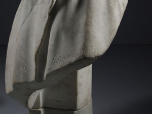 RONCA (XIX SECOLO) GAETANO : Busto del poeta Giovanni Prati  - Asta Asta 460 | ARTE ANTICA E DEL XIX SECOLO - Da una dimora veneta e altre committenze Tradizionale - Associazione Nazionale - Case d'Asta italiane