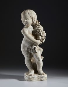 MANIFATTURA DEL XIX-XX SECOLO : Tre putti raffiguranti le allegorie dell'Estate, dell'Autunno e della Primavera  - Asta Asta 460 | ARTE ANTICA E DEL XIX SECOLO - Da una dimora veneta e altre committenze Tradizionale - Associazione Nazionale - Case d'Asta italiane