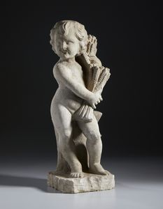 MANIFATTURA DEL XIX-XX SECOLO : Tre putti raffiguranti le allegorie dell'Estate, dell'Autunno e della Primavera  - Asta Asta 460 | ARTE ANTICA E DEL XIX SECOLO - Da una dimora veneta e altre committenze Tradizionale - Associazione Nazionale - Case d'Asta italiane