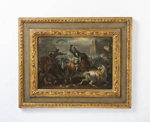 ARTISTA DEL XVII SECOLO : Coppia di dipinti raffiguranti scene di battaglia  - Asta Asta 460 | ARTE ANTICA E DEL XIX SECOLO - Da una dimora veneta e altre committenze Tradizionale - Associazione Nazionale - Case d'Asta italiane