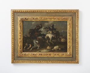 ARTISTA DEL XVII SECOLO : Coppia di dipinti raffiguranti scene di battaglia  - Asta Asta 460 | ARTE ANTICA E DEL XIX SECOLO - Da una dimora veneta e altre committenze Tradizionale - Associazione Nazionale - Case d'Asta italiane