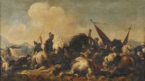 ARTISTA DEL XVII SECOLO : Coppia di dipinti raffiguranti scene di battaglia  - Asta Asta 460 | ARTE ANTICA E DEL XIX SECOLO - Da una dimora veneta e altre committenze Tradizionale - Associazione Nazionale - Case d'Asta italiane