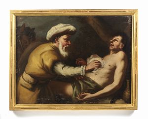 ARTISTA DEL XVII SECOLO : Il buon samaritano  - Asta Asta 460 | ARTE ANTICA E DEL XIX SECOLO - Da una dimora veneta e altre committenze Tradizionale - Associazione Nazionale - Case d'Asta italiane