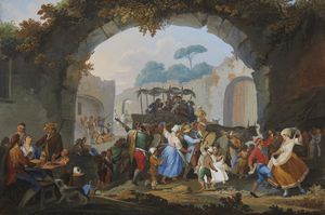 FABRIS (ATTIVO TRA IL 1756 E IL 1792) PIETRO - Festa popolare con ballerini di tarantella