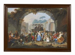 FABRIS (ATTIVO TRA IL 1756 E IL 1792) PIETRO : Festa popolare con ballerini di tarantella  - Asta Asta 460 | ARTE ANTICA E DEL XIX SECOLO - Da una dimora veneta e altre committenze Tradizionale - Associazione Nazionale - Case d'Asta italiane