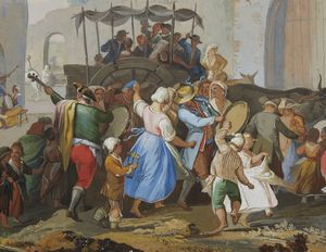 FABRIS (ATTIVO TRA IL 1756 E IL 1792) PIETRO : Festa popolare con ballerini di tarantella  - Asta Asta 460 | ARTE ANTICA E DEL XIX SECOLO - Da una dimora veneta e altre committenze Tradizionale - Associazione Nazionale - Case d'Asta italiane