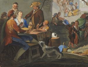 FABRIS (ATTIVO TRA IL 1756 E IL 1792) PIETRO : Festa popolare con ballerini di tarantella  - Asta Asta 460 | ARTE ANTICA E DEL XIX SECOLO - Da una dimora veneta e altre committenze Tradizionale - Associazione Nazionale - Case d'Asta italiane