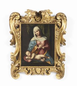 BONVICINO DETTO IL MORETTO (1490/98-1554) ALESSANDRO - Cerchia di. Madonna con Bambino