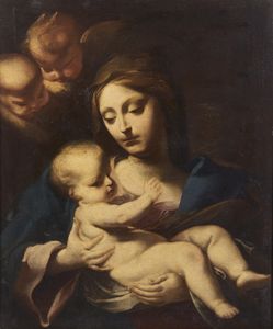 CERRINI GIAN DOMENICO (1609 - 1681) - Madonna col Bambino e angeli