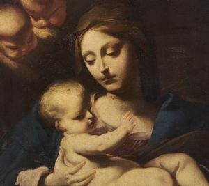 CERRINI GIAN DOMENICO (1609 - 1681) : Madonna col Bambino e angeli  - Asta Asta 460 | ARTE ANTICA E DEL XIX SECOLO - Da una dimora veneta e altre committenze Tradizionale - Associazione Nazionale - Case d'Asta italiane