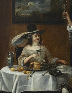 ARTISTA FIAMMINGO DEL XVII SECOLO : Scena di interno con gentiluomo e gentildonna  - Asta Asta 460 | ARTE ANTICA E DEL XIX SECOLO - Da una dimora veneta e altre committenze Tradizionale - Associazione Nazionale - Case d'Asta italiane