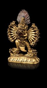 Rara figura di Yamantaka in bronzo, Cina, Dinastia Qing, epoca Qianlong, XVIII secolo  - Asta Arte Orientale - Associazione Nazionale - Case d'Asta italiane