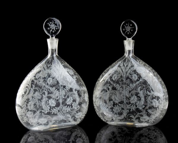 Coppia di decanter in vetro di Murano  - Asta Mobili, Oggetti d'arte e Vetri da collezione - Associazione Nazionale - Case d'Asta italiane