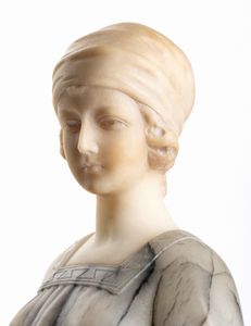 Rebecca al pozzo, statua italiana in alabastro  - Asta Mobili, Oggetti d'arte e Vetri da collezione - Associazione Nazionale - Case d'Asta italiane