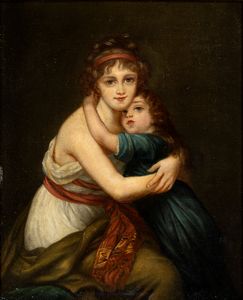 Copia francese del dipinto Madame Vigée-Le Brun e sua figlia Jeanne-Lucie-Louise  - Asta Mobili, Oggetti d'arte e Vetri da collezione - Associazione Nazionale - Case d'Asta italiane