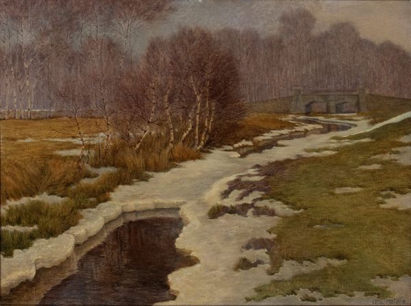 FRITZ PONTINI : Veduta di fiume innevato con ponte  - Asta Arte Moderna e Contemporanea / Ceramiche del '900. Con una collezione di pittura futurista - Associazione Nazionale - Case d'Asta italiane