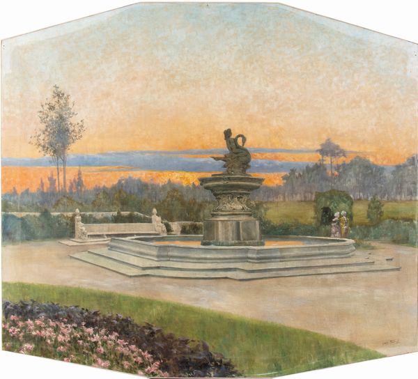 Adolfo Tommasi : Villa toscana al tramonto  - Asta Arte Moderna e Contemporanea / Ceramiche del '900. Con una collezione di pittura futurista - Associazione Nazionale - Case d'Asta italiane