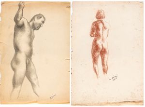 Alberto Ziveri - Lotto di due disegni di nudo