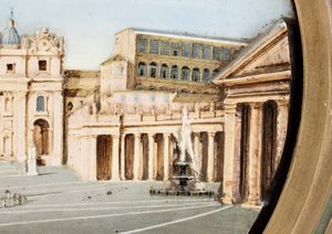 LUIGI BARACCONI : Grande piatto con la veduta della Basilica di San Pietro  - Asta Arte Moderna e Contemporanea / Ceramiche del '900. Con una collezione di pittura futurista - Associazione Nazionale - Case d'Asta italiane