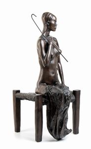 Ugo Attardi : Figura femminile seduta  - Asta Arte Moderna e Contemporanea / Ceramiche del '900. Con una collezione di pittura futurista - Associazione Nazionale - Case d'Asta italiane