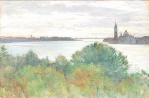 Napoleone Parisani - Laguna veneta con veduta di San Marco