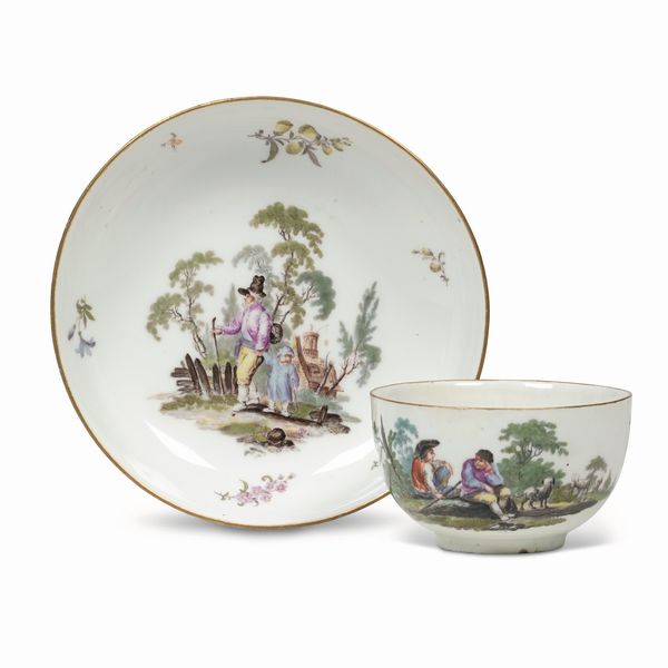 Tazza con piattino<BR>Meissen, 1750 circa<BR>  - Asta Maioliche e Porcellane da Collezione - Associazione Nazionale - Case d'Asta italiane