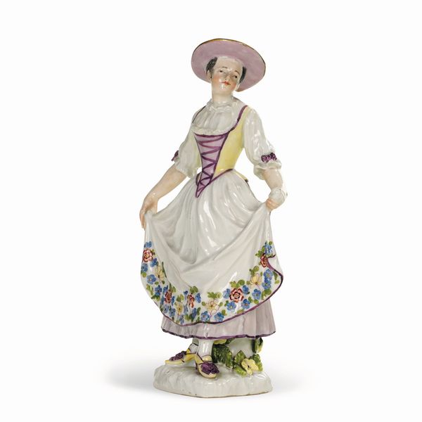 Figurina di tirolese danzante<BR>Meissen, 1740 circa<BR>Modello di Johann Joachim Kndler<BR>  - Asta Maioliche e Porcellane da Collezione - Associazione Nazionale - Case d'Asta italiane