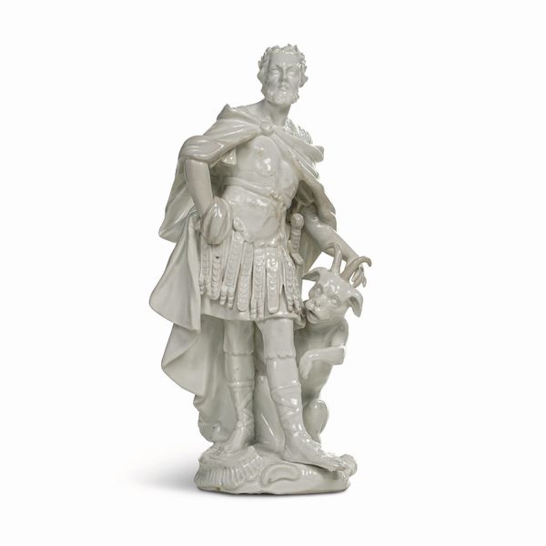 Figurina di Giulio Cesare<BR>Meissen, 1750 circa <BR>Modello di J.J.Kaendler<BR>  - Asta Maioliche e Porcellane da Collezione - Associazione Nazionale - Case d'Asta italiane