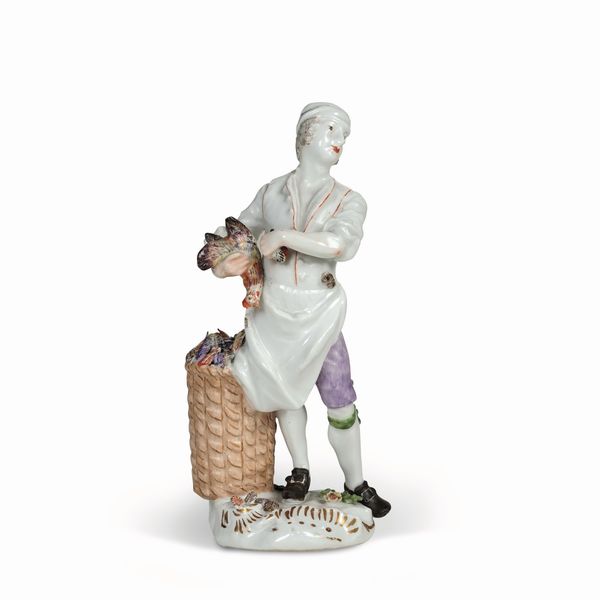 Figurina di cuoco<BR>Meissen, 1755 circa<BR>Modello di Peter Reinicke, 1753-1754<BR>  - Asta Maioliche e Porcellane da Collezione - Associazione Nazionale - Case d'Asta italiane