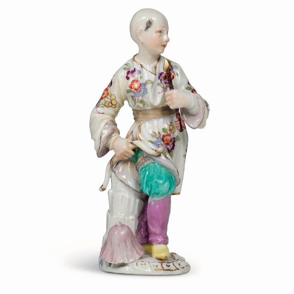 Figurina di cinesino<BR>Meissen, 1750-1760 <BR>Probabile modello di Peter Reinicke<BR>  - Asta Maioliche e Porcellane da Collezione - Associazione Nazionale - Case d'Asta italiane