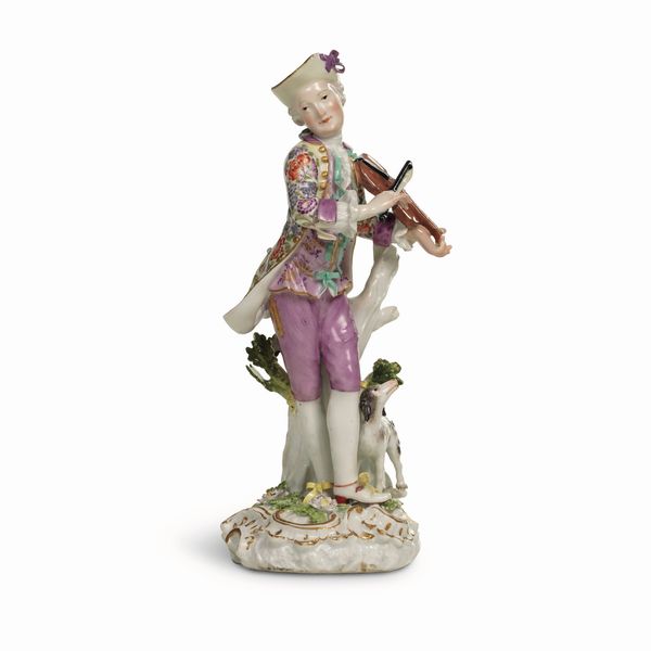 Figurina di violinista<BR>Meissen, 1760 circa  - Asta Maioliche e Porcellane da Collezione - Associazione Nazionale - Case d'Asta italiane