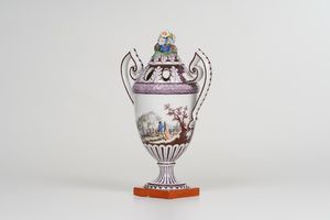 Vaso con coperchio<BR>Nove, Manifattura Antonibon, gestione Parolin o Baroni, ultimo quarto del XVIII o primi del XIX secolo<BR>  - Asta Maioliche e Porcellane da Collezione - Associazione Nazionale - Case d'Asta italiane