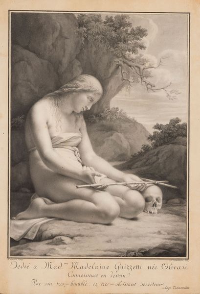 Angiolo Tramontini (attivo tra il XVIII e il XIX secolo) Maddalena penitente (da Antonio Canova)  - Asta Old Masters - Associazione Nazionale - Case d'Asta italiane