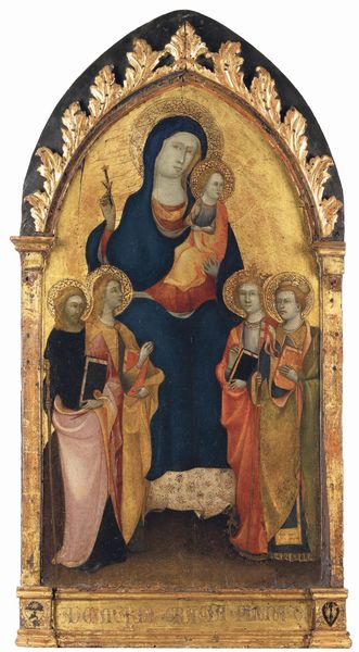 Rossello di Jacopo Franchi detto Maestro di Montefoscoli : Madonna in trono con Bambino, S. Giovanni Battista, S. Giacomo, S. Lorenzo e S. Stefano  - Asta Old Masters - Associazione Nazionale - Case d'Asta italiane