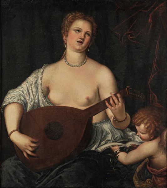 Simone Peterzano, Attribuito a : Allegoria della musica in veste di cortigiana  - Asta Old Masters - Associazione Nazionale - Case d'Asta italiane