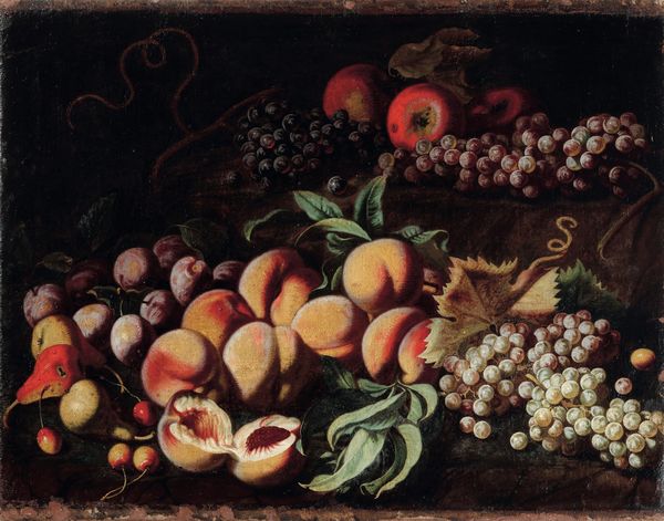 Pietro Paolo Bonzi detto Gobbo dei Carracci : Natura morta con grappoli d'uva e altri frutti  - Asta Old Masters - Associazione Nazionale - Case d'Asta italiane