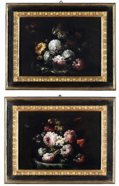 Antonio Mezzadri (attivo a Bologna tra il XVII e il XVIII secolo) : Nature morte con fiori  - Asta Old Masters - Associazione Nazionale - Case d'Asta italiane