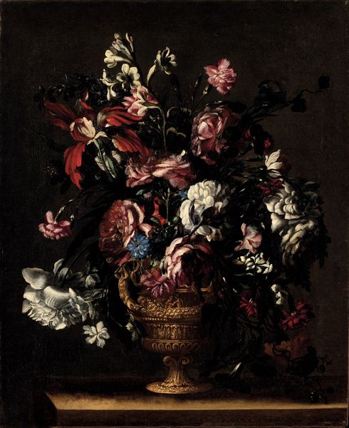 Mario Nuzzi detto Mario dei Fiori : Natura morta con fiori in vaso istoriato  - Asta Old Masters - Associazione Nazionale - Case d'Asta italiane