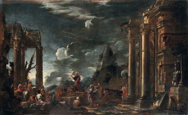 Giovanni Ghisolfi : Capriccio con architetture e la predica del Battista  - Asta Old Masters - Associazione Nazionale - Case d'Asta italiane