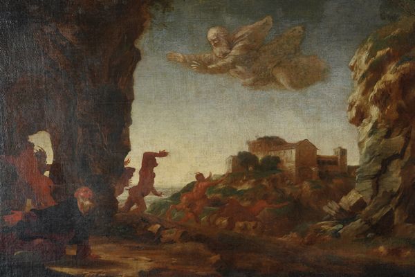 Antonio Travi detto il Sestri, Attribuito a : Le tentazioni di SantAntonio  - Asta Old Masters - Associazione Nazionale - Case d'Asta italiane